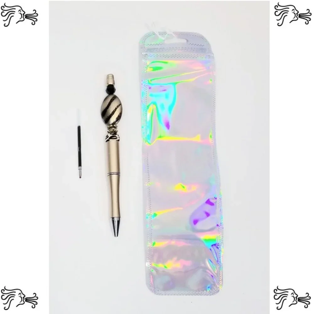 Gold Beaded Pens Includes Pouch and Ink Refill